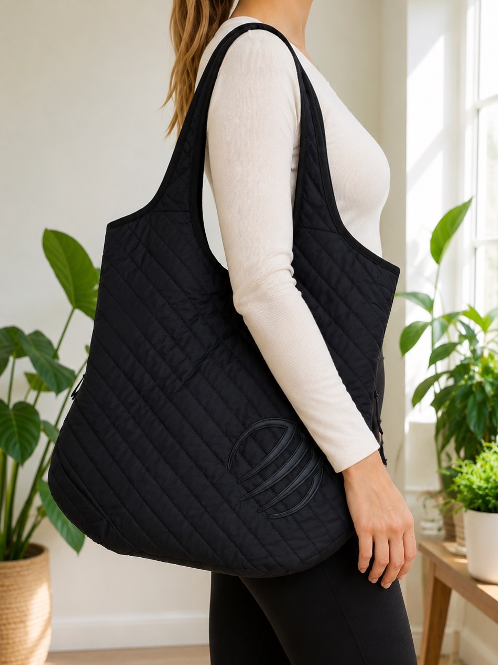 MPG Quilted Yoga Tote Bag Pass-Through Zip